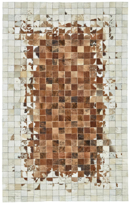6' X 9' Faux Cowhide Animal Print Area Rug (744207) - Orange / Brown / Ivory