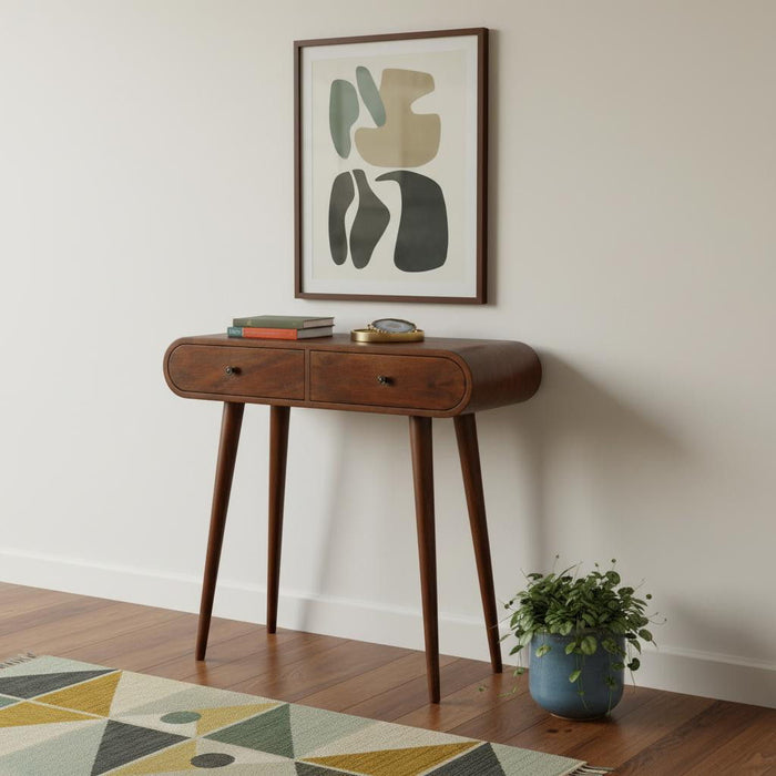 Solid Wood Solid Console Table With Two Drawers (719146) - Brown