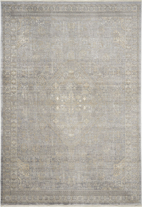 5' X 8' Floral Non Skid Area Rug With Fringe (550251) - Gray / Beige