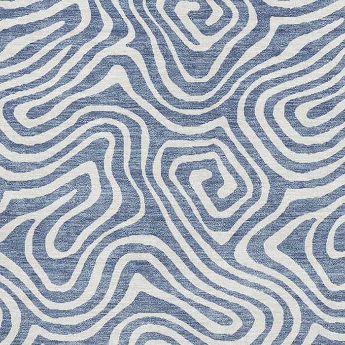 10' X 14' Abstract Washable Area Rug With UV Protection (680861) - Denim Blue / Ivory
