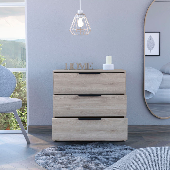 Wood Three Drawer Dresser - Light Gray
