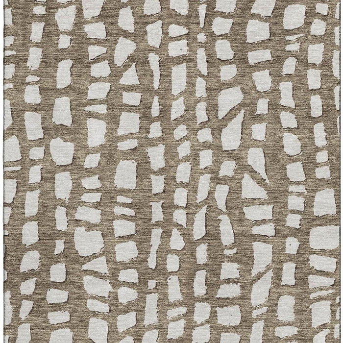 8' X 10' Cobblestone Washable Area Rug With UV Protection - Brown And Ivory