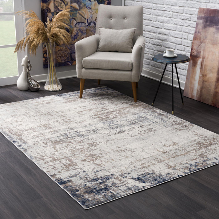 8' x 11' Distressed Striations Area Rug - Navy Blue