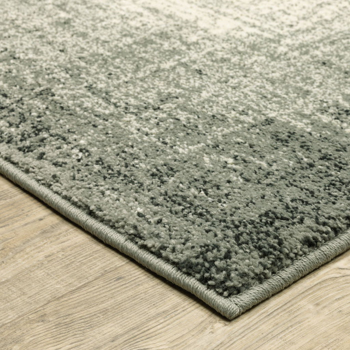 10' x 13' Power Loom Stain Resistant Area Rug - Gray Beige And Blue