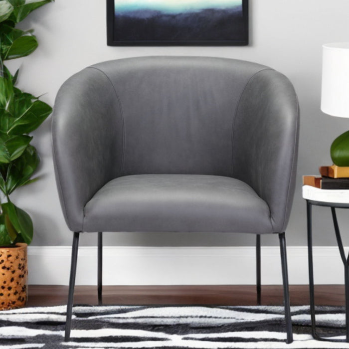 Faux Leather Barrel Chair - Gray And Black