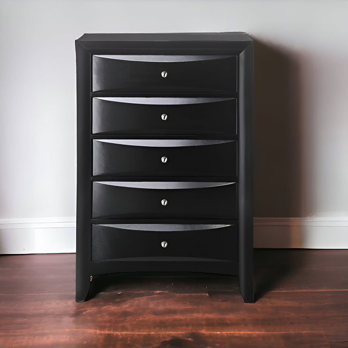 Wood Chest With Center Metal Glide - Black