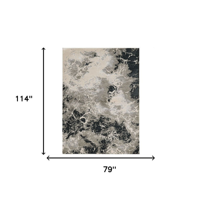 7' x 10' Machine Woven Abstract Indoor Area Rug - Silver