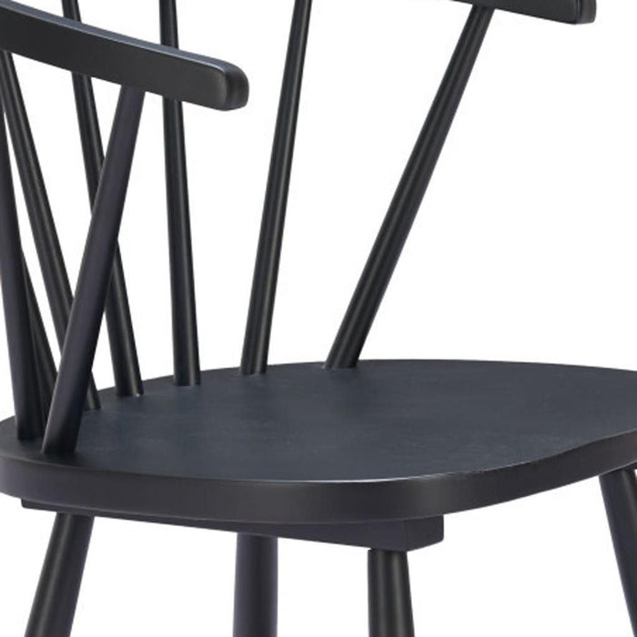 Wood Open Back Dining Arm Chairs (Set of 2) - Black