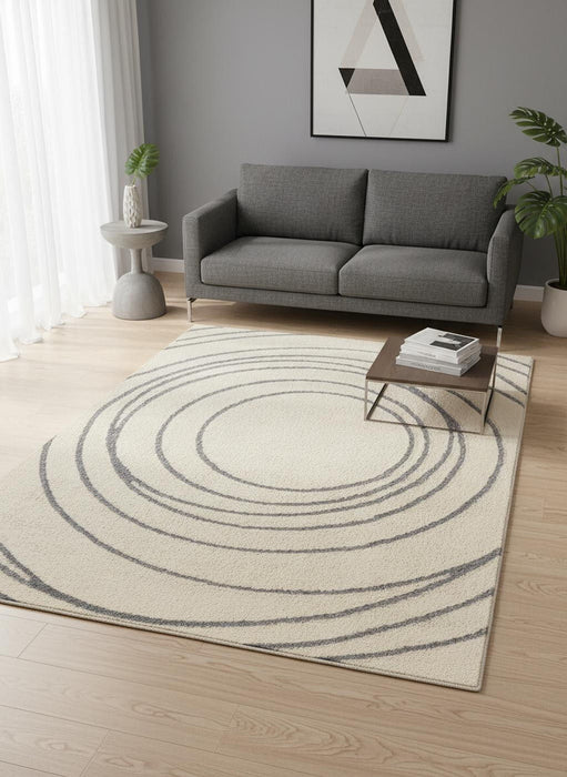 5' X 8' Abstract Area Rug (660021) - Cream / Gray
