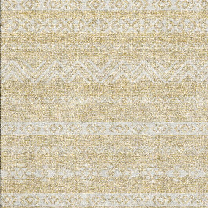 9' X 12' Southwestern Washable Area Rug With UV Protection - Gold And Beige