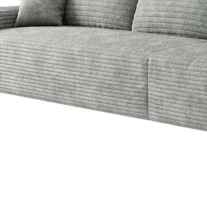 168" Corduroy Modular Compression Foam Sofa With Toss Pillows - Gray