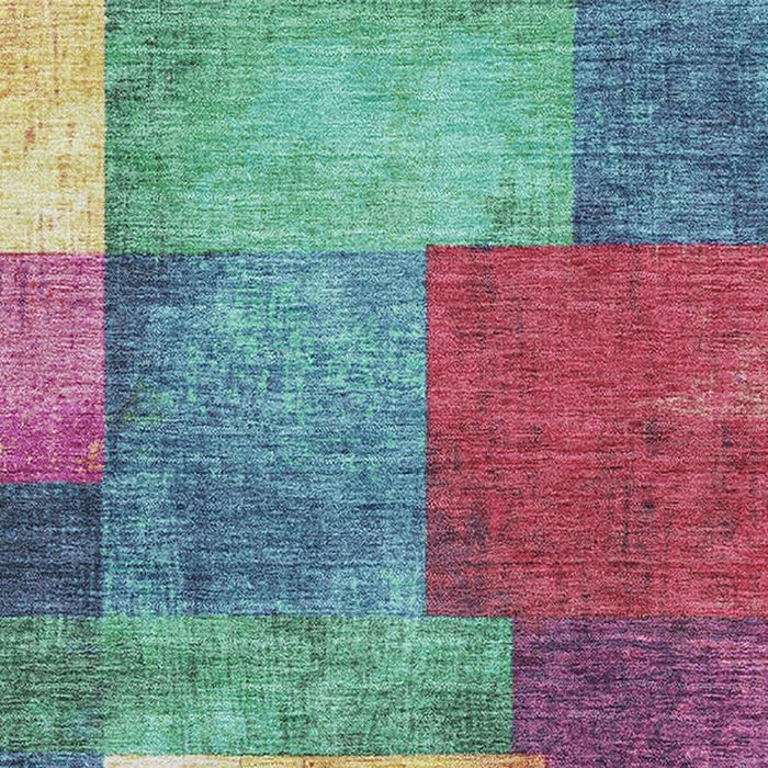 10' X 14' Geometric Washable Area Rug With UV Protection (709804) - Gold / Purple / Red