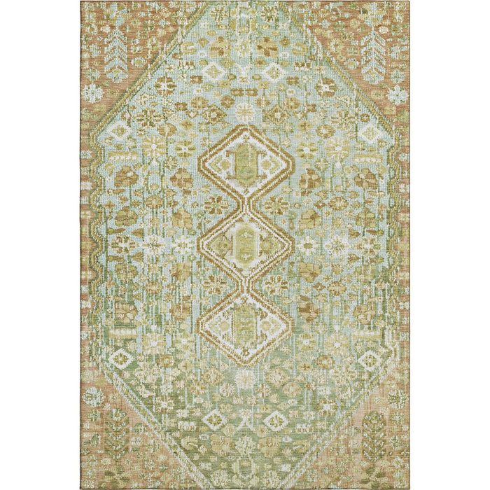 10' X 14' Geometric Washable Area Rug With UV Protection (705179) - Sage / Ivory / Tan