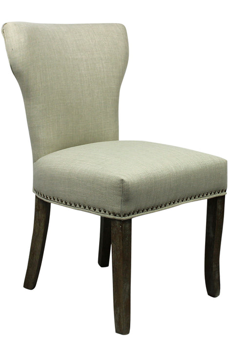 Upholstered Fabric Dining Parsons Chairs (Set of 2) - Ivory / Brown