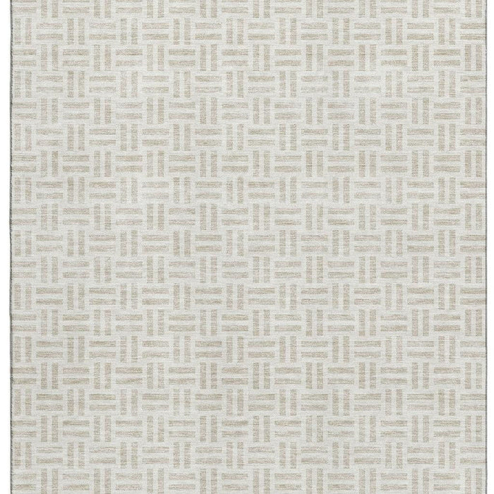 10' X 14' Geometric Washable Area Rug With UV Protection (677255) - Ivory / Beige