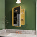 Giga recessed metal framed bathroom medicine cabinet with mirror and adjustable shelves for wall-mounted storage.