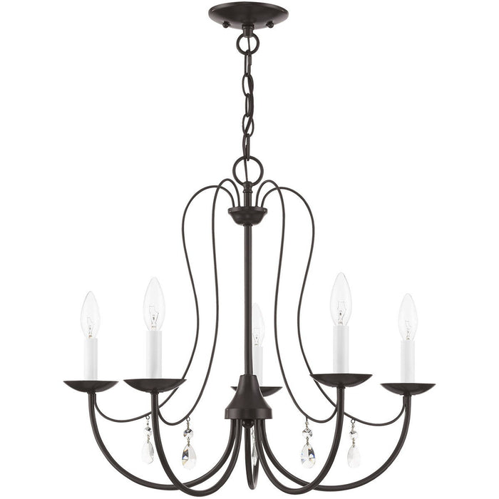 20'' Five Light Dimmable Chandelier With Shades - Bronze