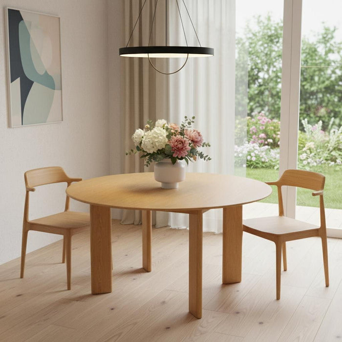 59" Solid Wood Round Top Dining Table - Natural
