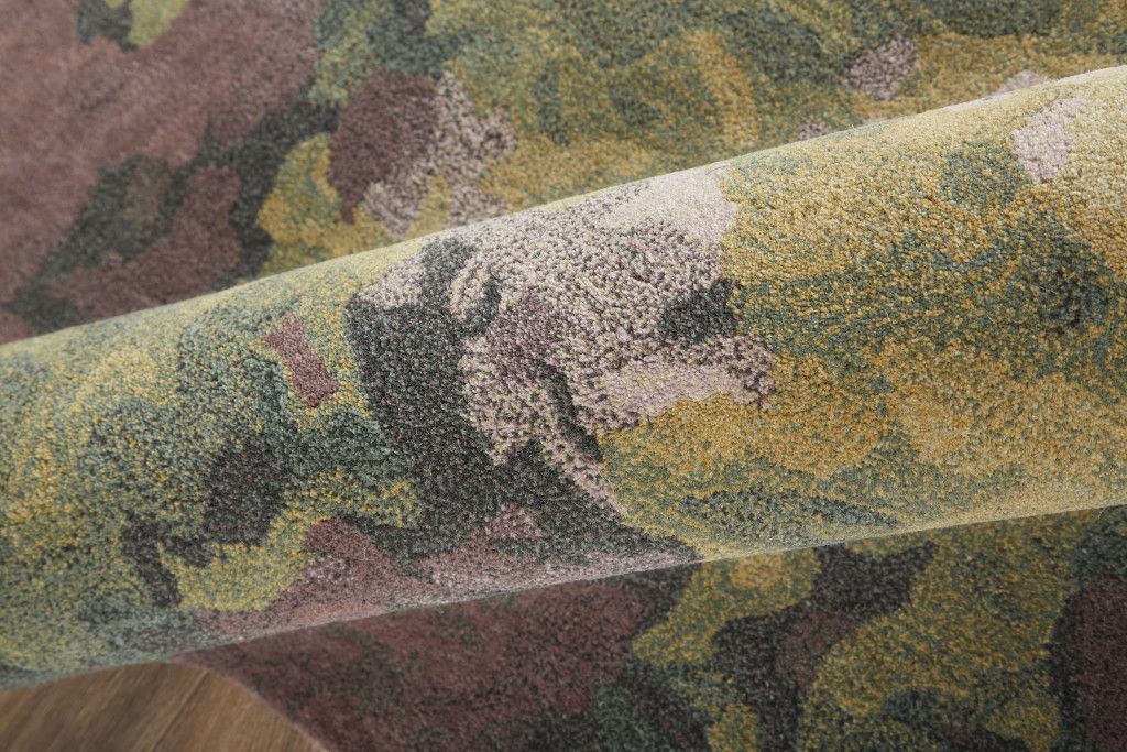 9' x 12' Wool Abstract Shag Hand Tufted Area Rug - Green And Black