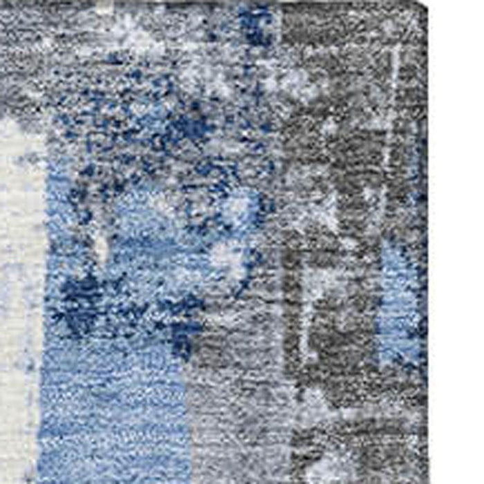 10' X 14' Striped Washable Area Rug With UV Protection (706421) - Denim Blue / Gray