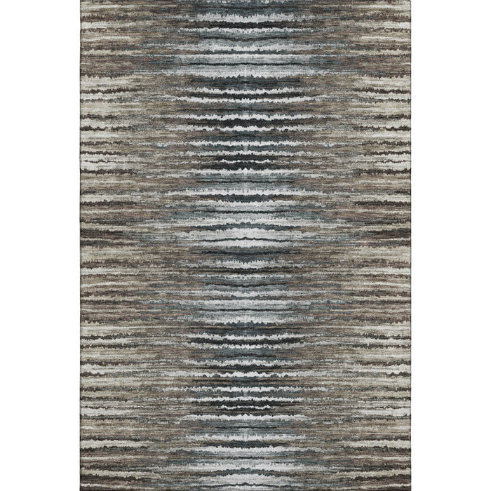 10' X 14' Striped Washable Area Rug With UV Protection (650980) - Brown / Gray / Ivory