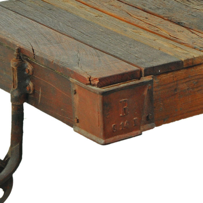 Solid Wood Rectangular Distressed Coffee Table - Black And Brown