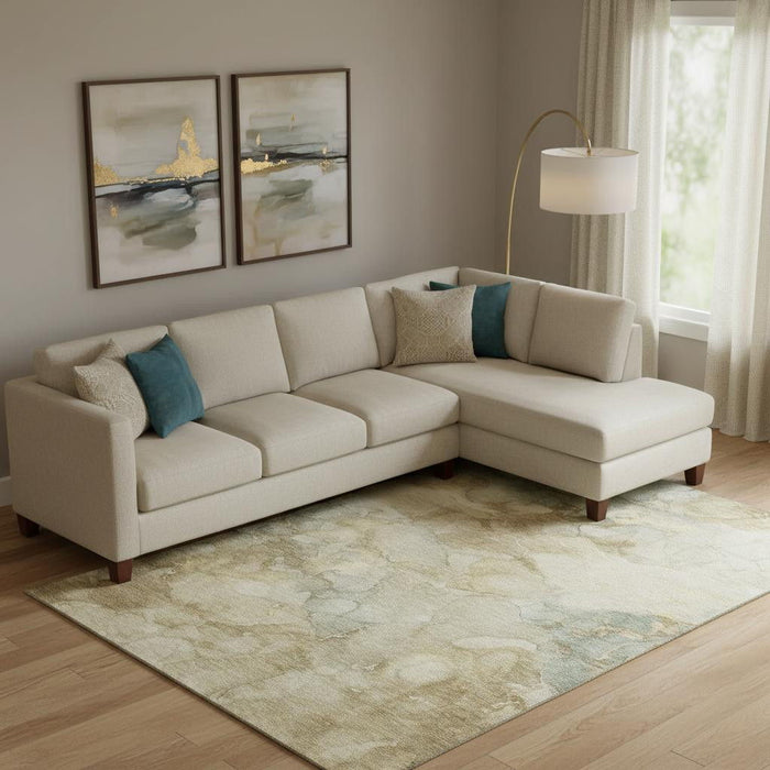 10' X 14' Abstract Washable Area Rug With UV Protection (714745) - Beige / Ivory