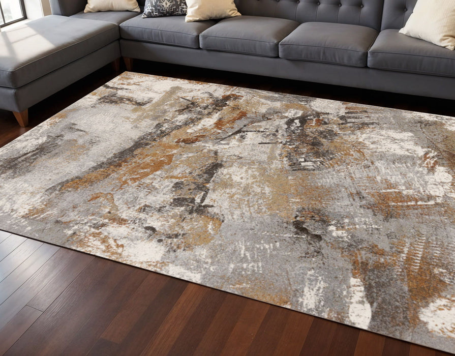 8' X 11' Abstract Area Rug (660106) - Gray / Brown / Beige