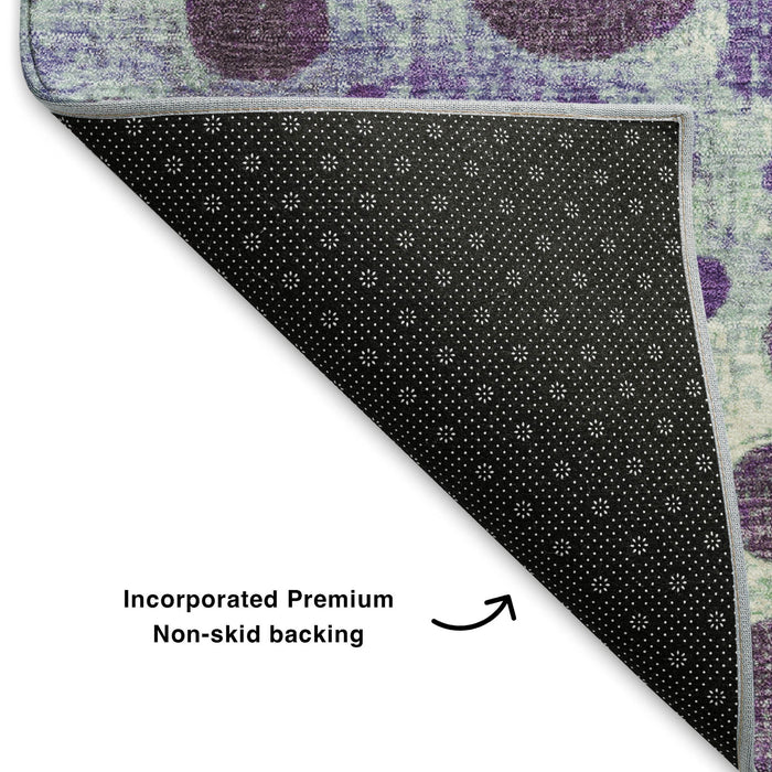 10' X 14' Geometric Washable Area Rug With UV Protection (707281) - Purple / Green / Ivory