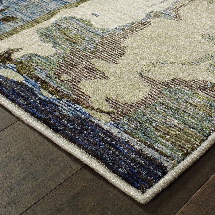 7.9' x 11.3' Abstract Power Loom Area Rug - Blue And Gray