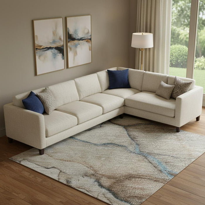 10' X 14' Abstract Washable Area Rug With UV Protection (697308) - Beige / Blue / Gray