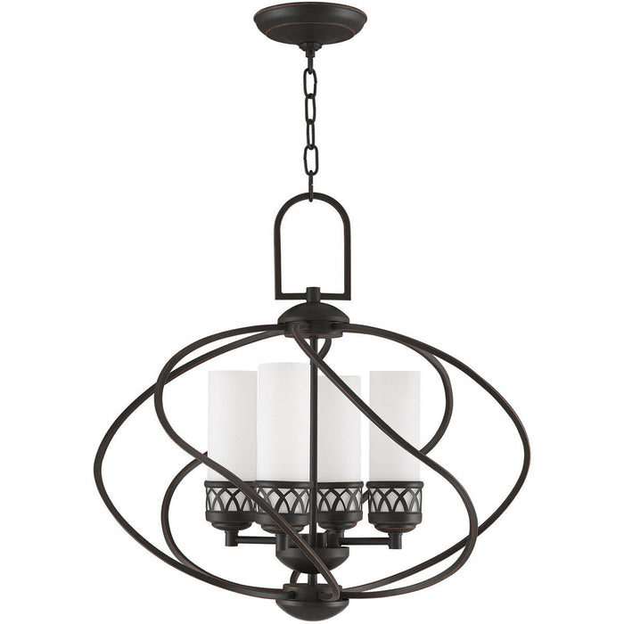 21" Four Light Dimmable Chandelier With Shades - Bronze