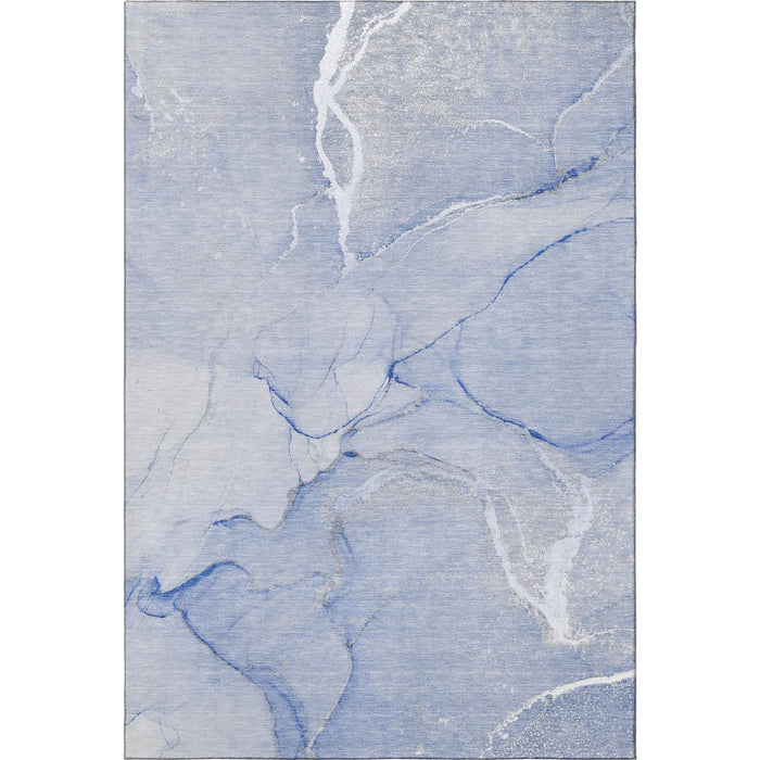 10' X 14' Abstract Washable Area Rug With UV Protection (646960) - Blue / Ivory