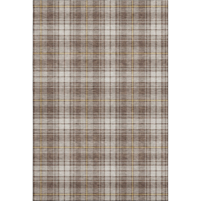 10' X 14' Plaid Washable Area Rug With UV Protection (678227) - Brown / Ivory / Gold