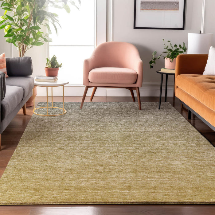 10' X 14' Ombre Washable Area Rug With UV Protection - Gold And Beige