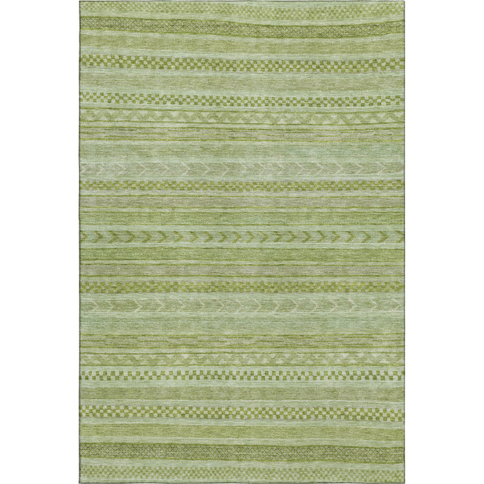 10' X 14' Striped Washable Area Rug With UV Protection (695180) - Artichoke Green / Sage