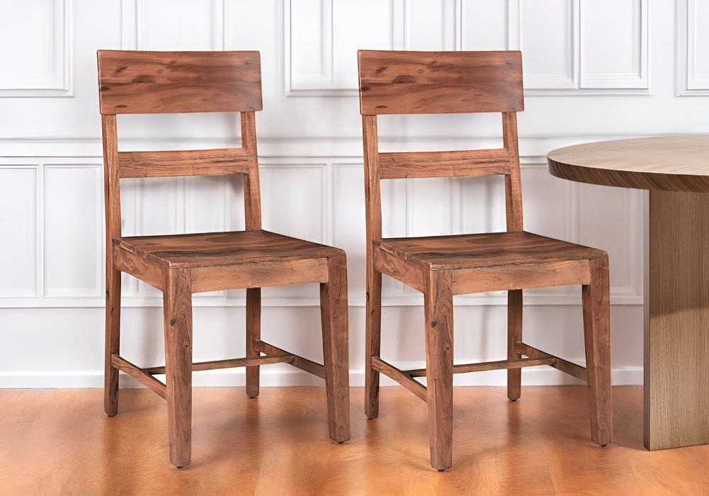 Wood Ladder Back Dining Side Chairs (Set of 2) - Brown