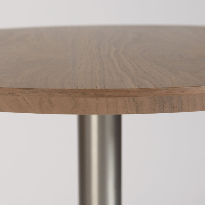 Metallic Rounded Steel Bar Table - Wood Brown And Silver