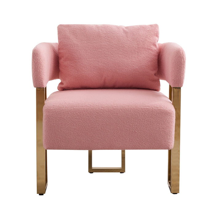 Modern Decorative Chair Teddy Fleece Upholstered And Metal Foot