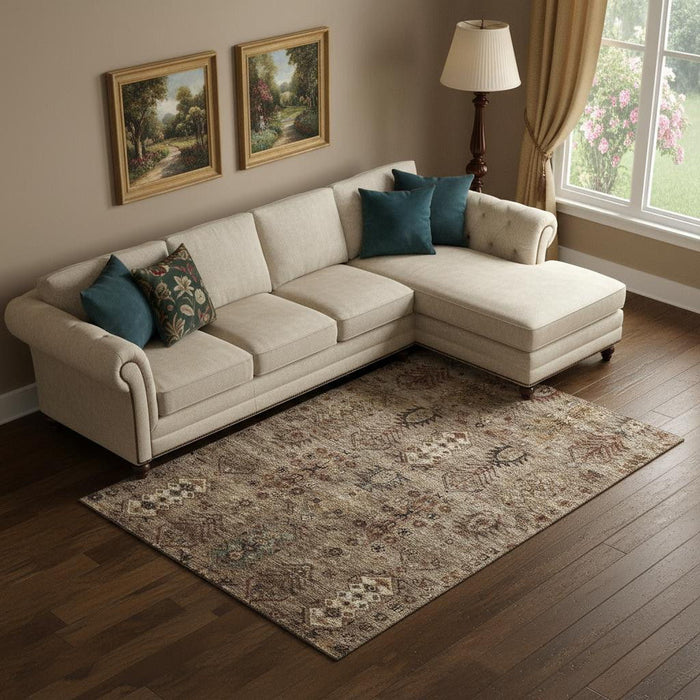 10' X 14' Southwestern Washable Area Rug With UV Protection (716455) - Brown / Gray