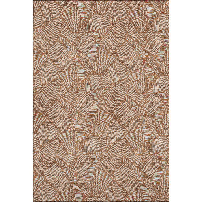 10' X 14' Floral Washable Area Rug With UV Protection (672635) - Rust / Beige