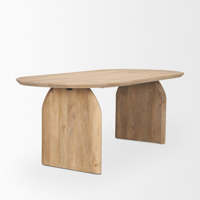 Solid Wood Double Pedestal Base Oval Dining Table (727879) - Brown