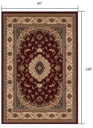 8' x 11' Floral Medallion Power Loom Area Rug - Red And Beige