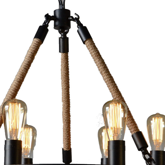 Unique Statement Six Light Metal Chandelier - Brown / Black