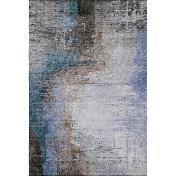 10' X 14' Abstract Washable Area Rug With UV Protection (715603) - Brown / Blue