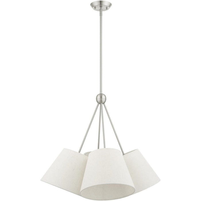 26" Four Light Dimmable Chandelier With Shades - Nickel
