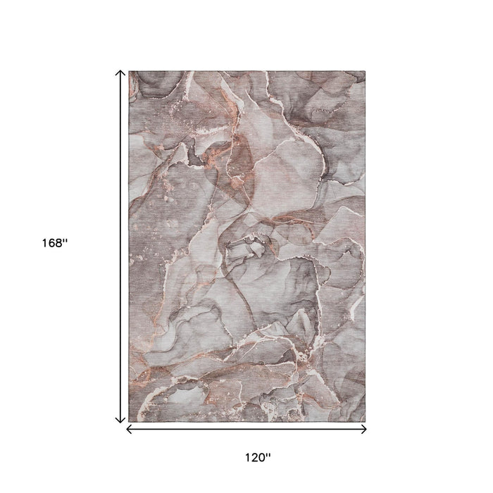 10' X 14' Abstract Washable Area Rug With UV Protection (647266) - Gray / Ivory