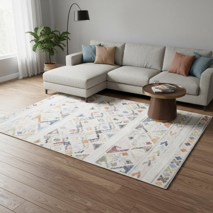 8' X 11' Tribal Area Rug (660181) - Cream / Blue / Green