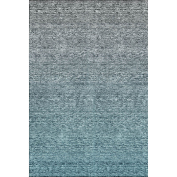 10' X 14' Ombre Washable Area Rug With UV Protection - Teal And Gray