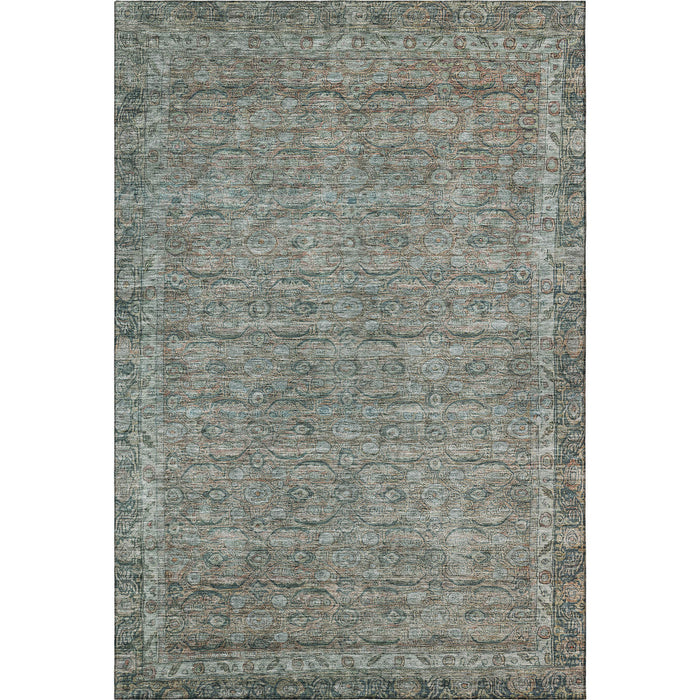 10' X 14' Oriental Washable Area Rug With UV Protection (700577) - Teal / Gray